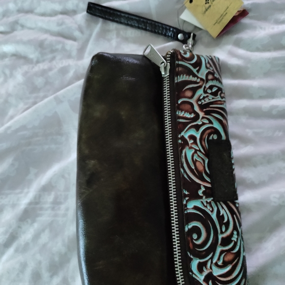 PATRICIA NASH VALERIE TOOLED LEATHER CLUTCH WRISTLET $79 - Picture 7 of 10
